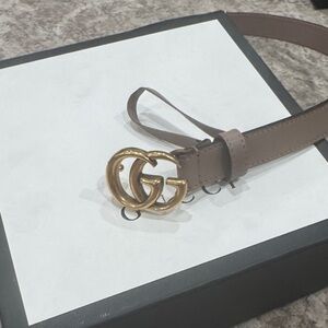 Gucci Tan Leather Belt with Gold GG Buckle